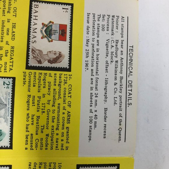 Bahamas Souvenir Card w/ Mint Stamps - Stamps 1967 Mint - Picture 3 of 3
